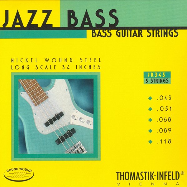 JR345 Jazz Round Wound Комплект струн для 5-струнной бас-гитары, никель, кр.опл, 43-118, Thomastik
