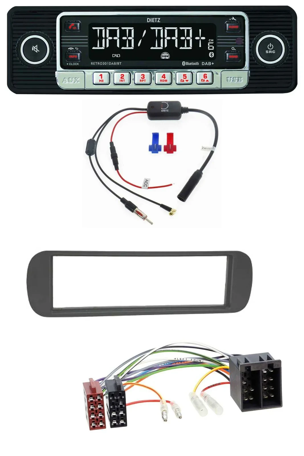 Автомагнитола Dietz MP3 DAB Bluetooth USB для Lancia Y (1996–2004) черная