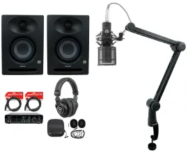 Pair Presonus Studio 4 Active 4.5" Studio Monitors+Interface+Mic+Headphones+Boom