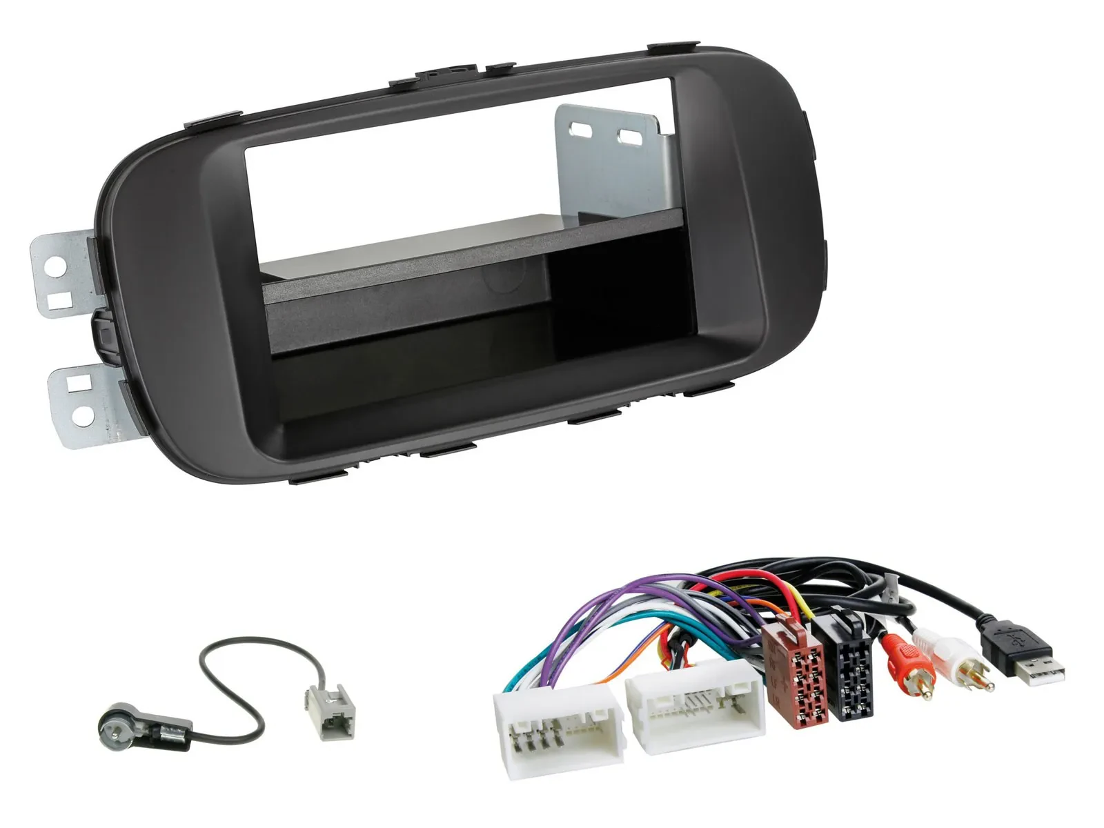 Einbauset Doppel DIN Autoradio für Kia Soul 14-19 PS AUX schwarz