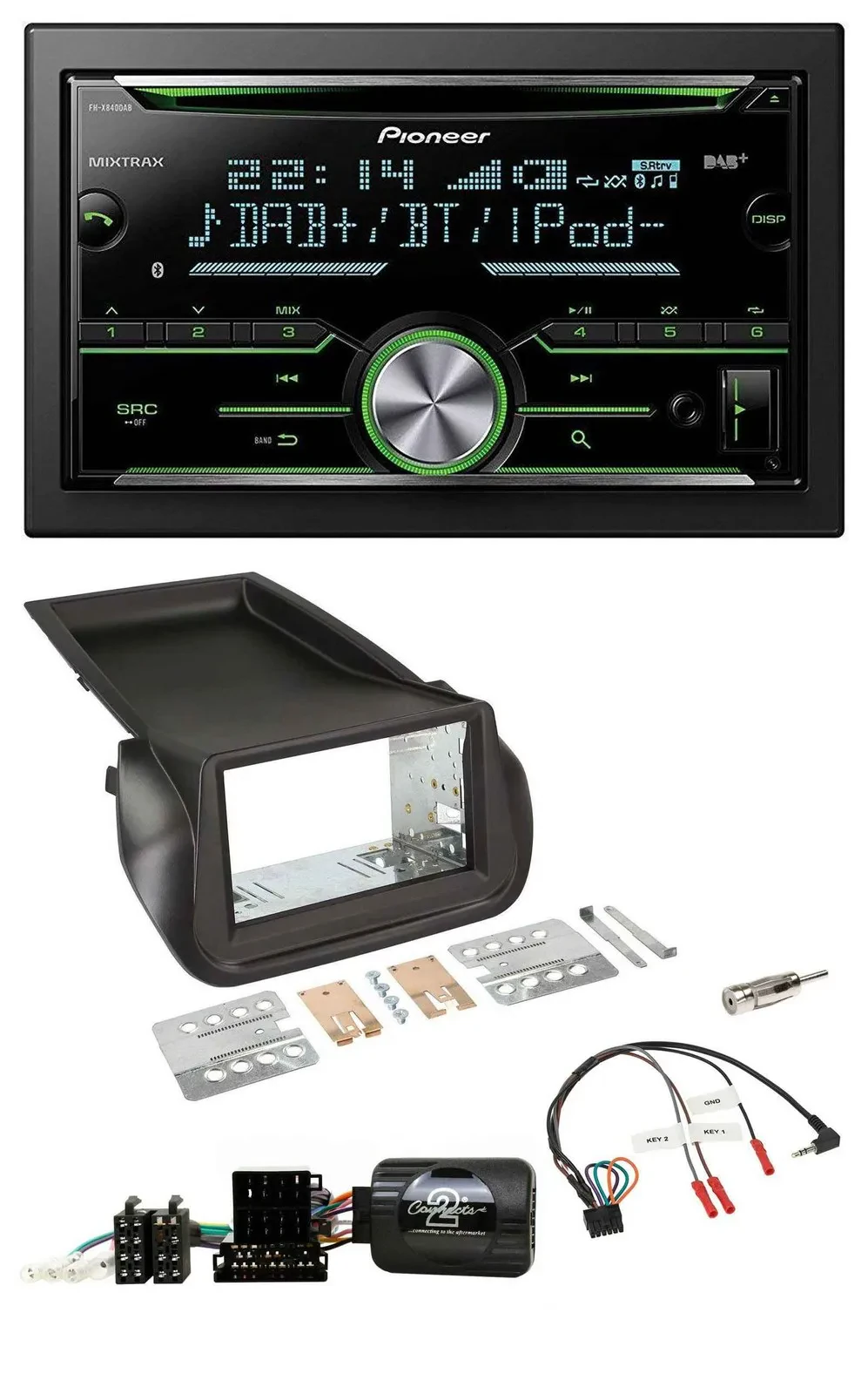 Автомагнитола Pioneer 2DIN, DAB, Bluetooth, USB, CD для Citroen Nemo/Fiat Fiorino