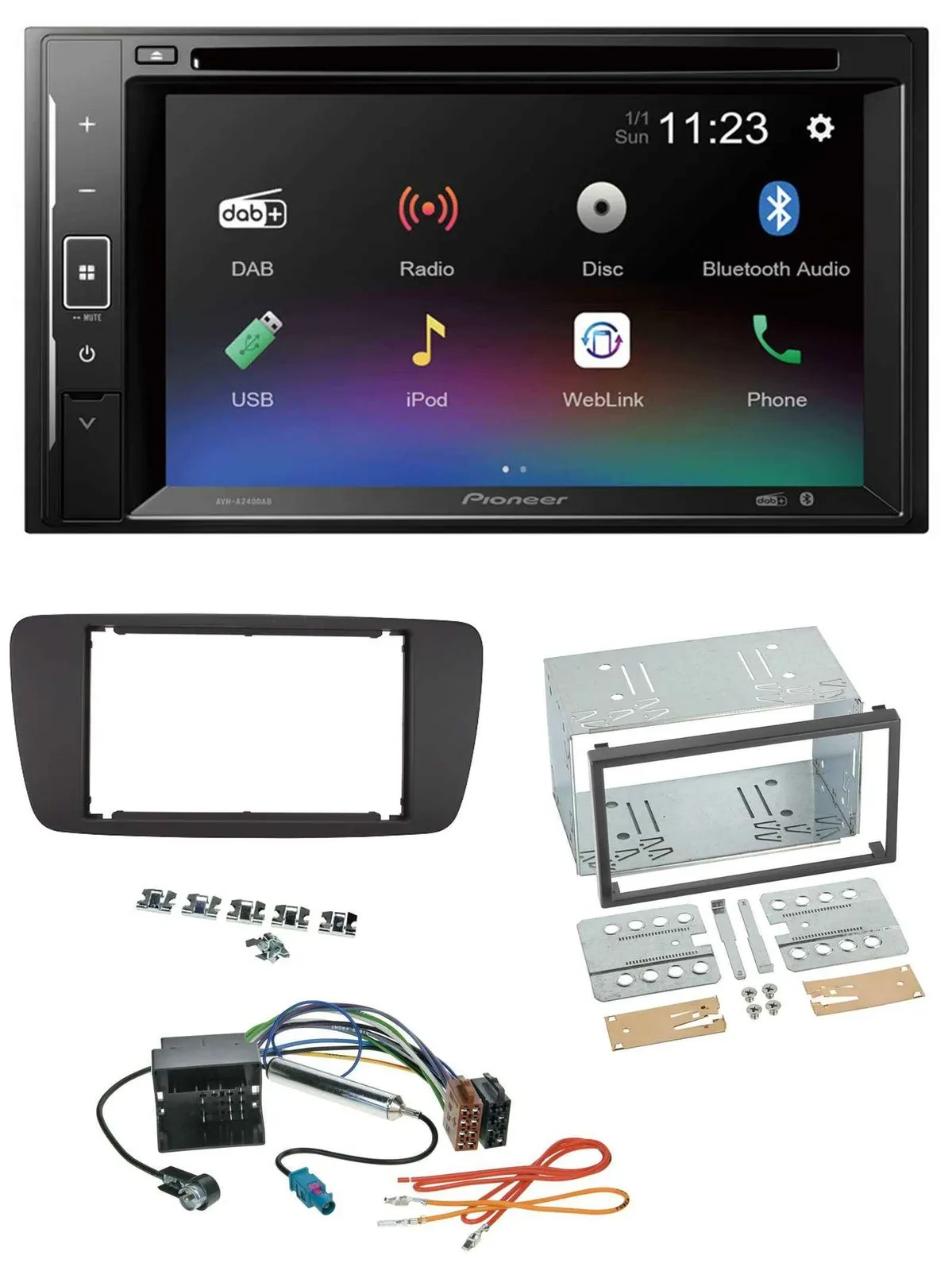 Автомагнитола Pioneer 2DIN DAB DVD Bluetooth USB для Seat Ibiza (с 2008)