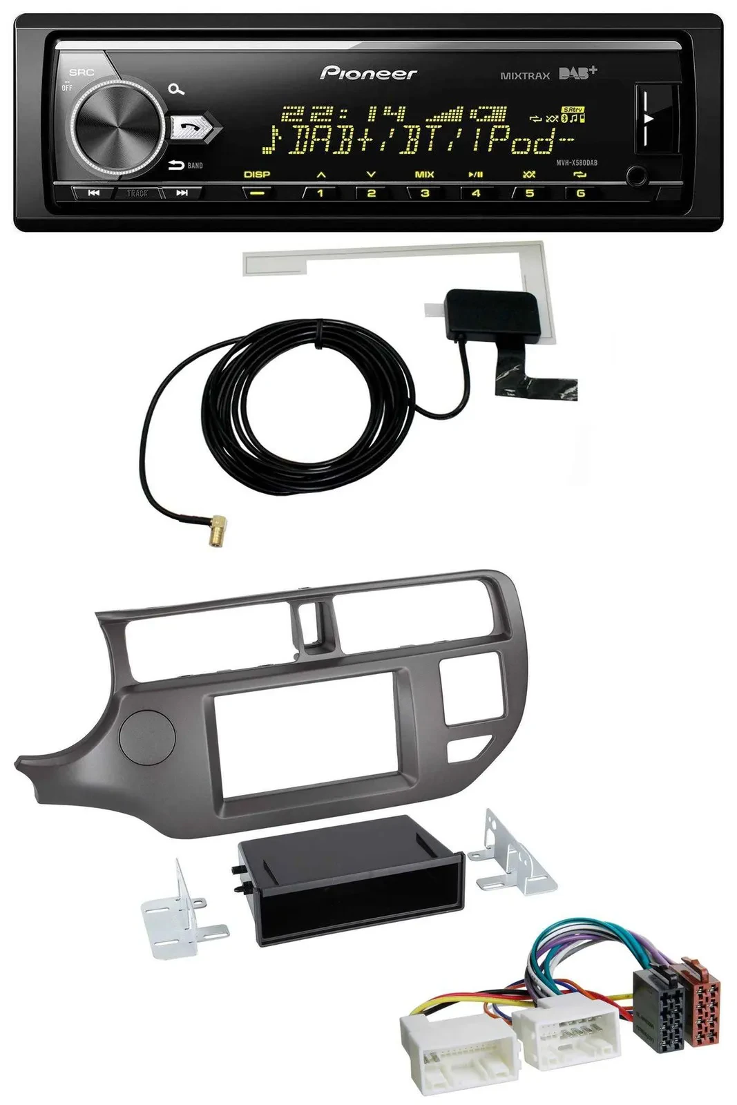 Автомагнитола для Kia Rio UB 2011–2014 Pioneer Bluetooth DAB USB антрацит