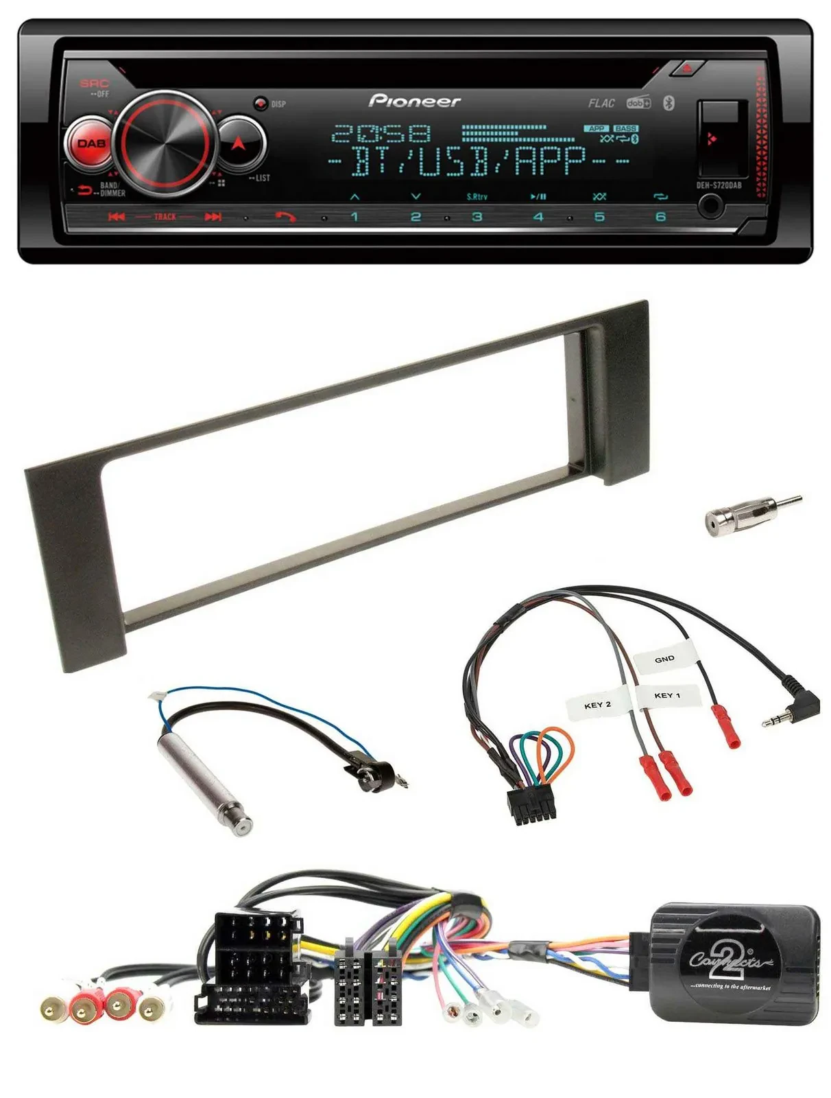 Pioneer Lenkrad DAB CD Bluetooth USB Autoradio für Audi A4 2000-2004 Can-Bus ISO