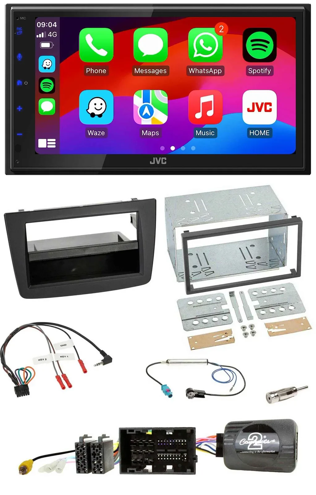 JVC Bluetooth USB Lenkrad 2DIN DAB Autoradio für Alfa Mito 14-18 schwarz