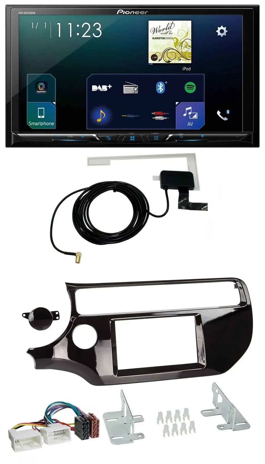 Автомагнитола Pioneer 2-DIN DAB USB MP3 Bluetooth для Kia Rio UB (с 2015), черный глянец