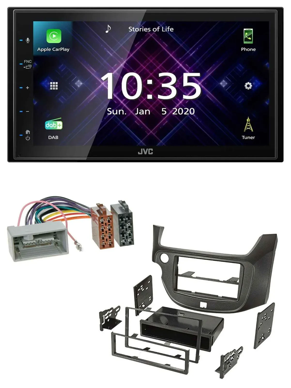 JVC DAB 2DIN MP3 Bluetooth USB Autoradio für Honda Jazz ab 09 matt schwarz