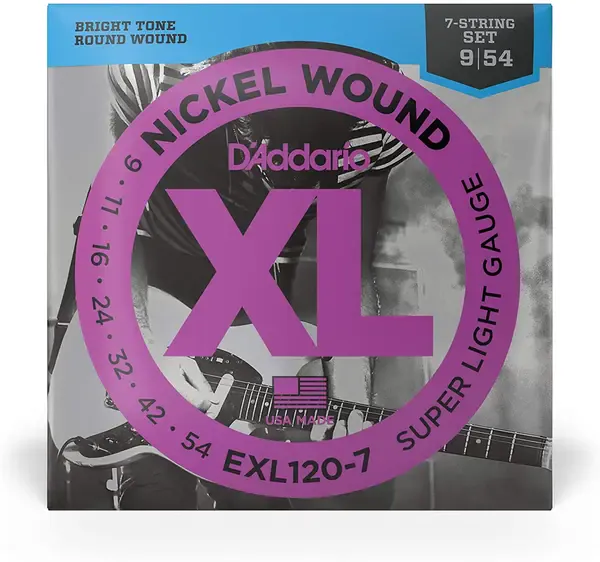 Струны для 7-струнной электрогитары D'Addario EXL120-7 9-54