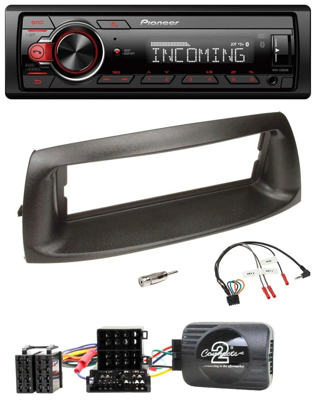Pioneer Bluetooth USB DAB Lenkrad Autoradio für Fiat Punto 1999-2005