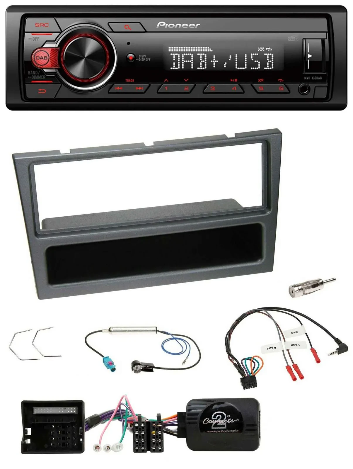 Pioneer MP3 1DIN DAB USB Lenkrad Autoradio für Opel Corsa C Meriva Vectra C Tigr