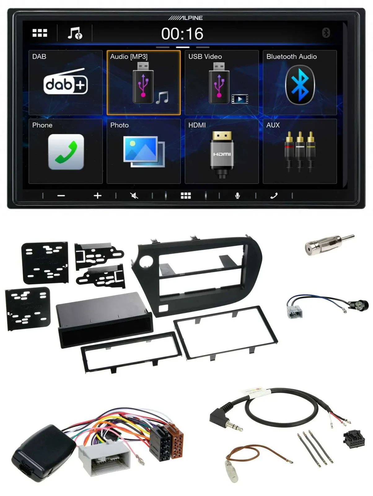 Alpine Bluetooth 2DIN Lenkrad DAB USB Autoradio für Honda Insight ZE2 2009-2013