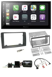 Pioneer Lenkrad Bluetooth DAB 2DIN USB Autoradio für Fiat Idea 2006-2012 grau