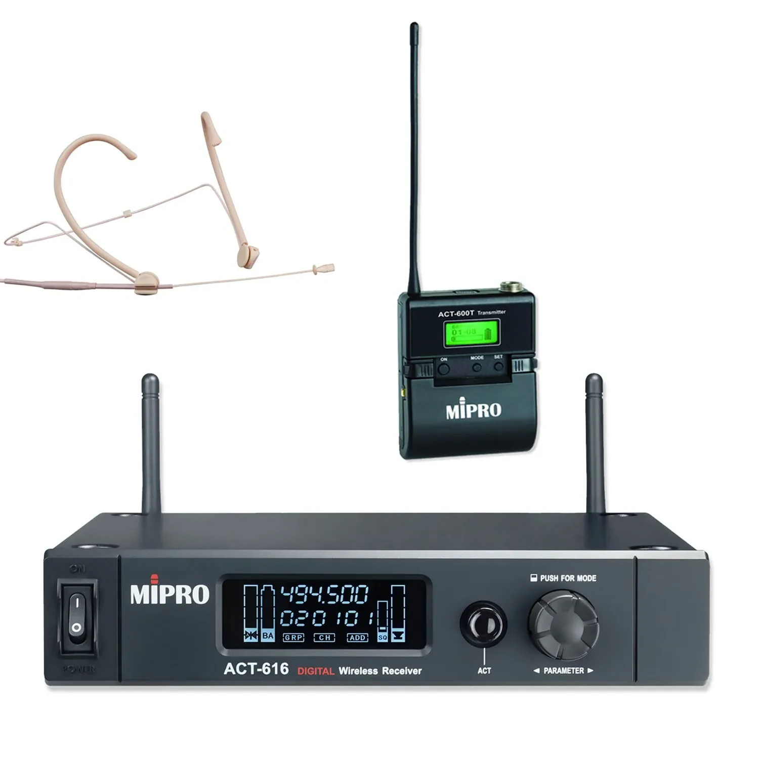 Mipro ACT-616 1-Kanalempfänger mit Taschensender und Headsetmikrofon