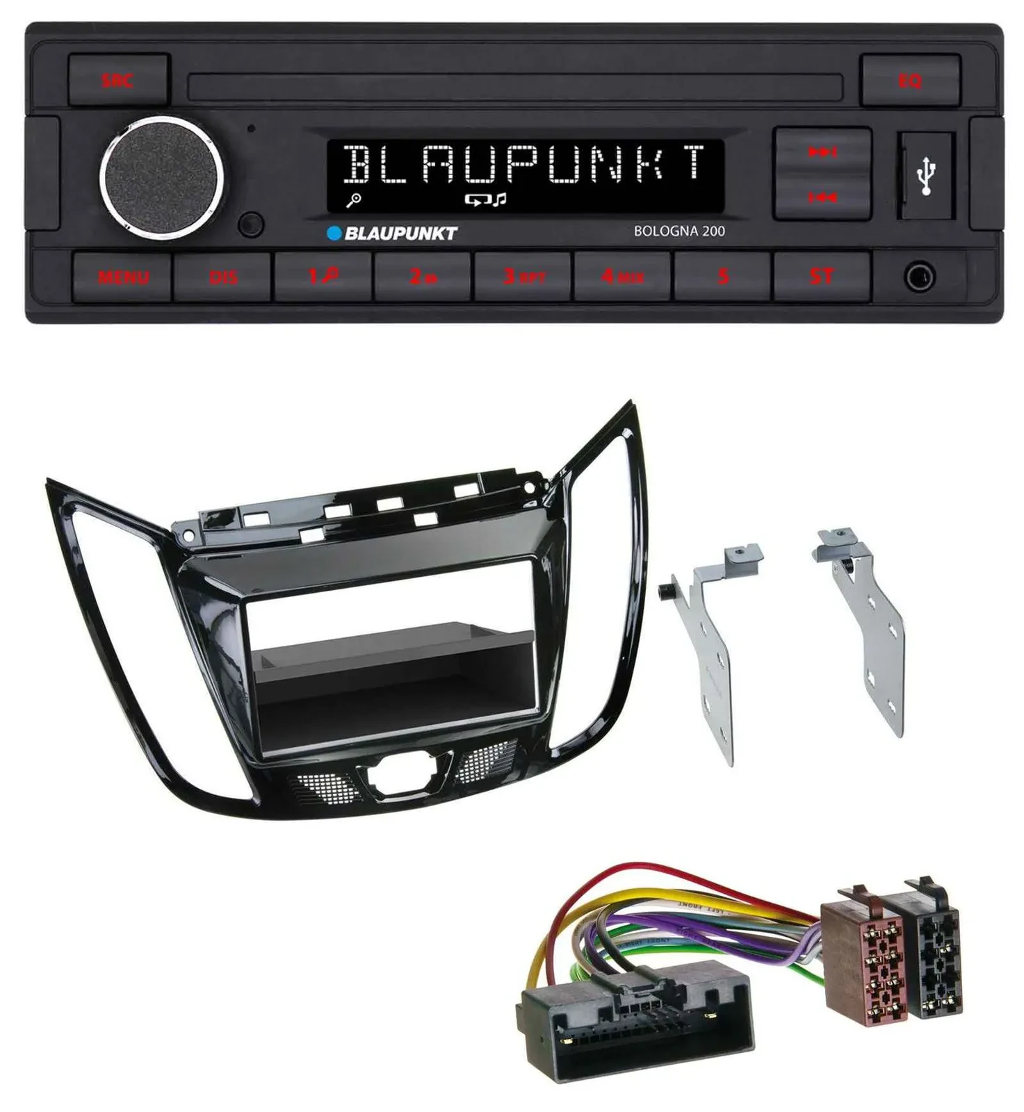 Blaupunkt MP3 AUX USB 1DIN Autoradio für Ford C-Max Kuga Klavierlack schwarz