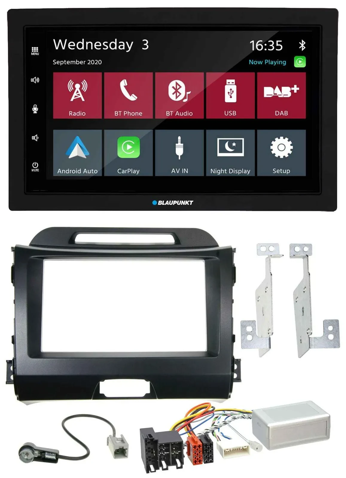 Blaupunkt 2DIN Lenkrad USB Bluetooth DAB Autoradio für Kia Sportage 3 10-15 Navi