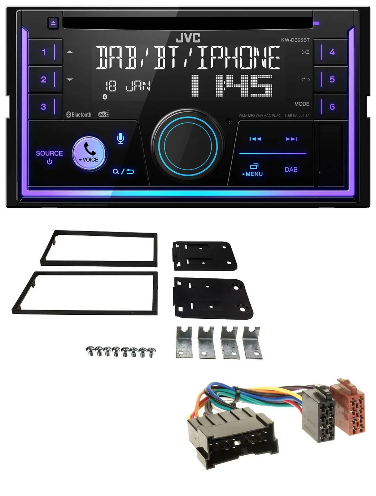 JVC MP3 USB 2DIN DAB Bluetooth CD Autoradio für Kia Carens II 2002-2006