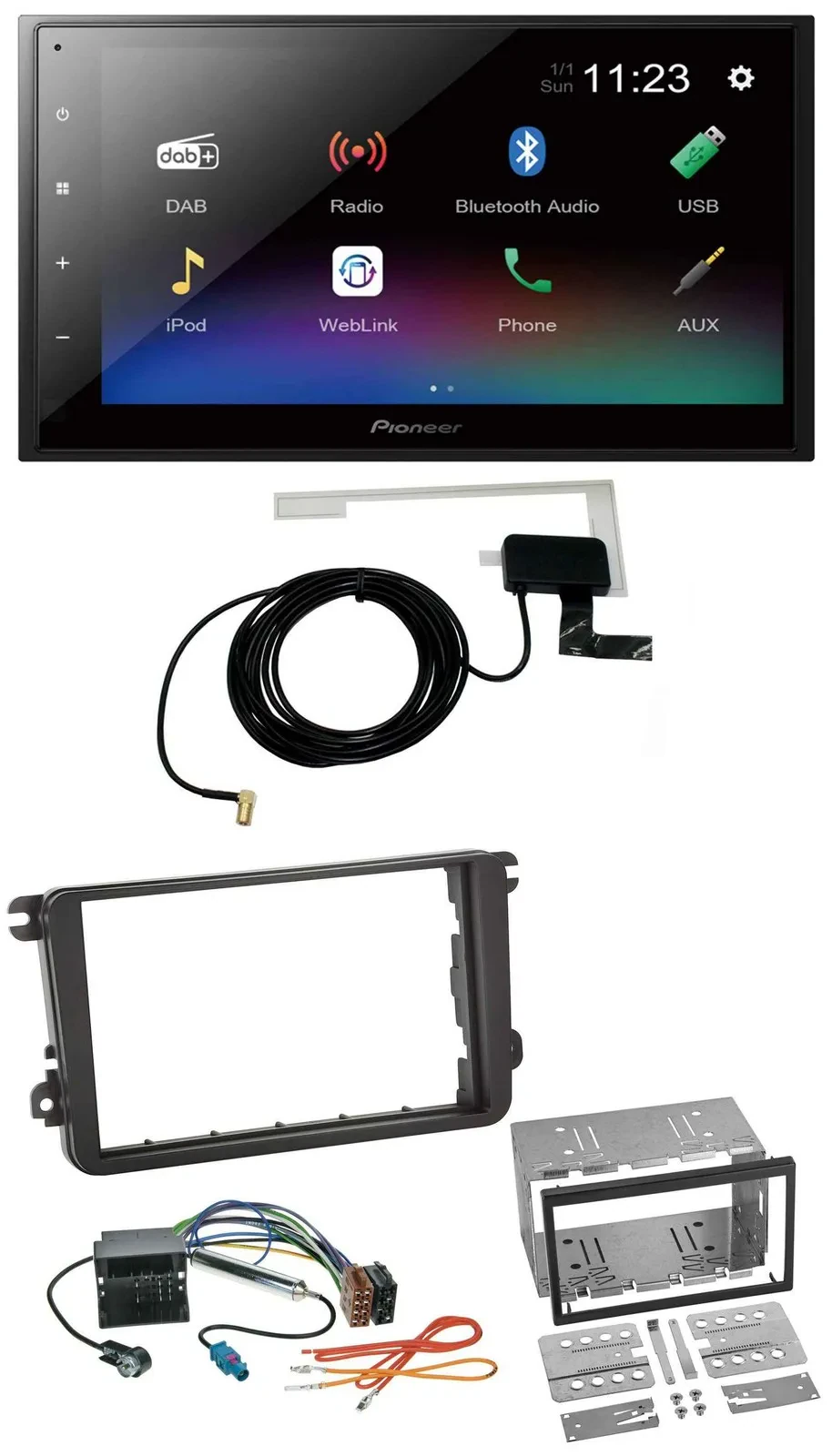 Pioneer DAB MP3 Bluetooth 2DIN USB Autoradio für VW Passat 05-14 Polo 09-14 Scir