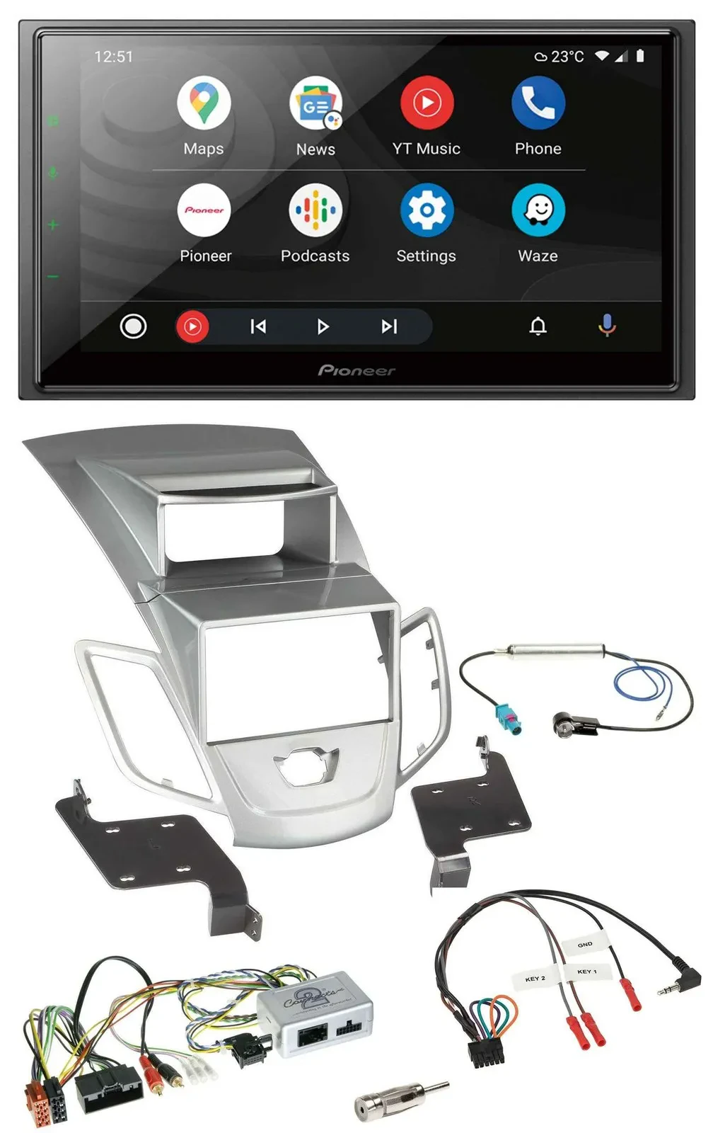 Pioneer USB 2DIN DAB Lenkrad Bluetooth Autoradio für Ford Fiesta 2010-17 Display