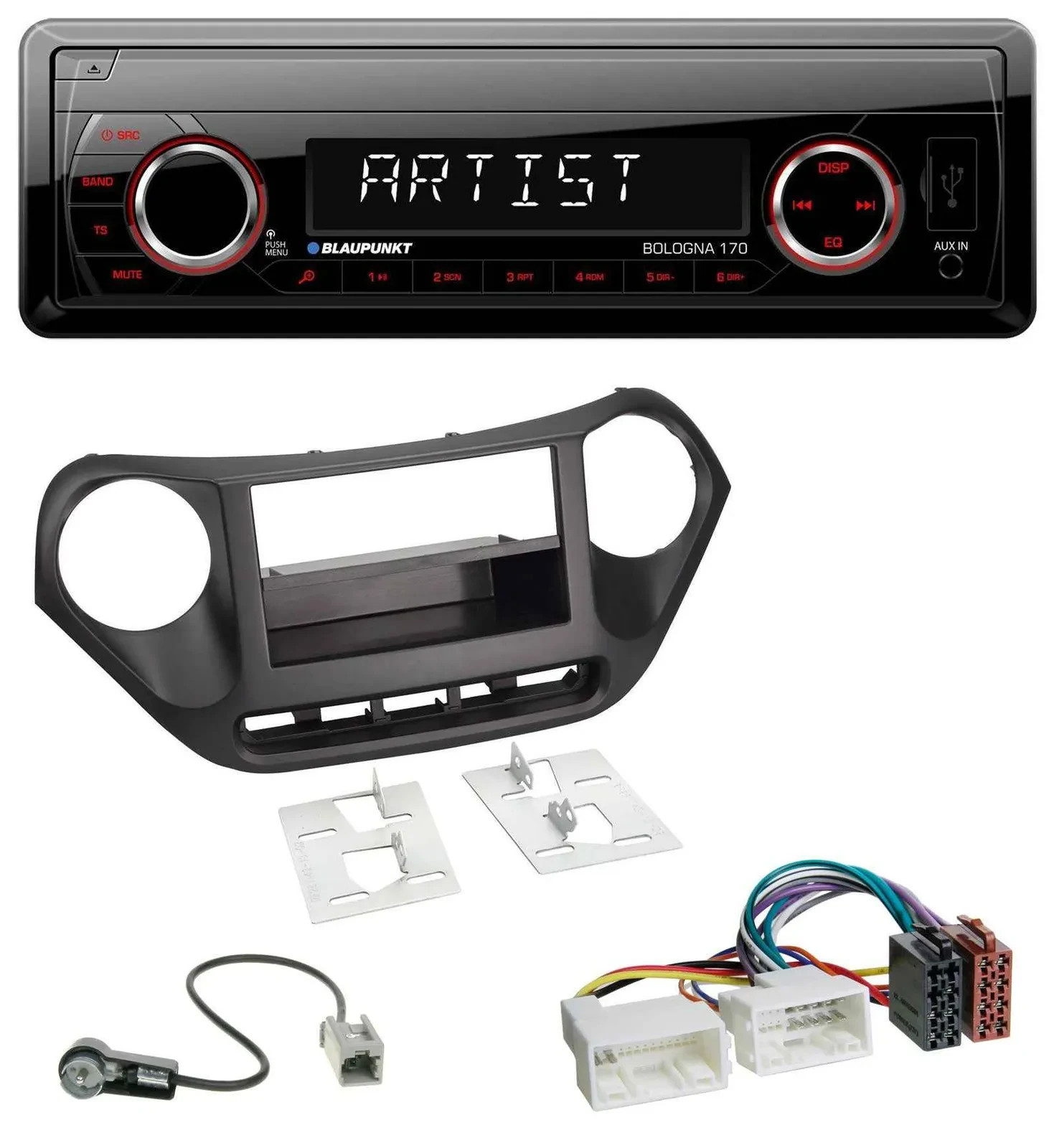 Blaupunkt SD USB 1DIN MP3 AUX Autoradio für Hyundai i10 (ab 2013)