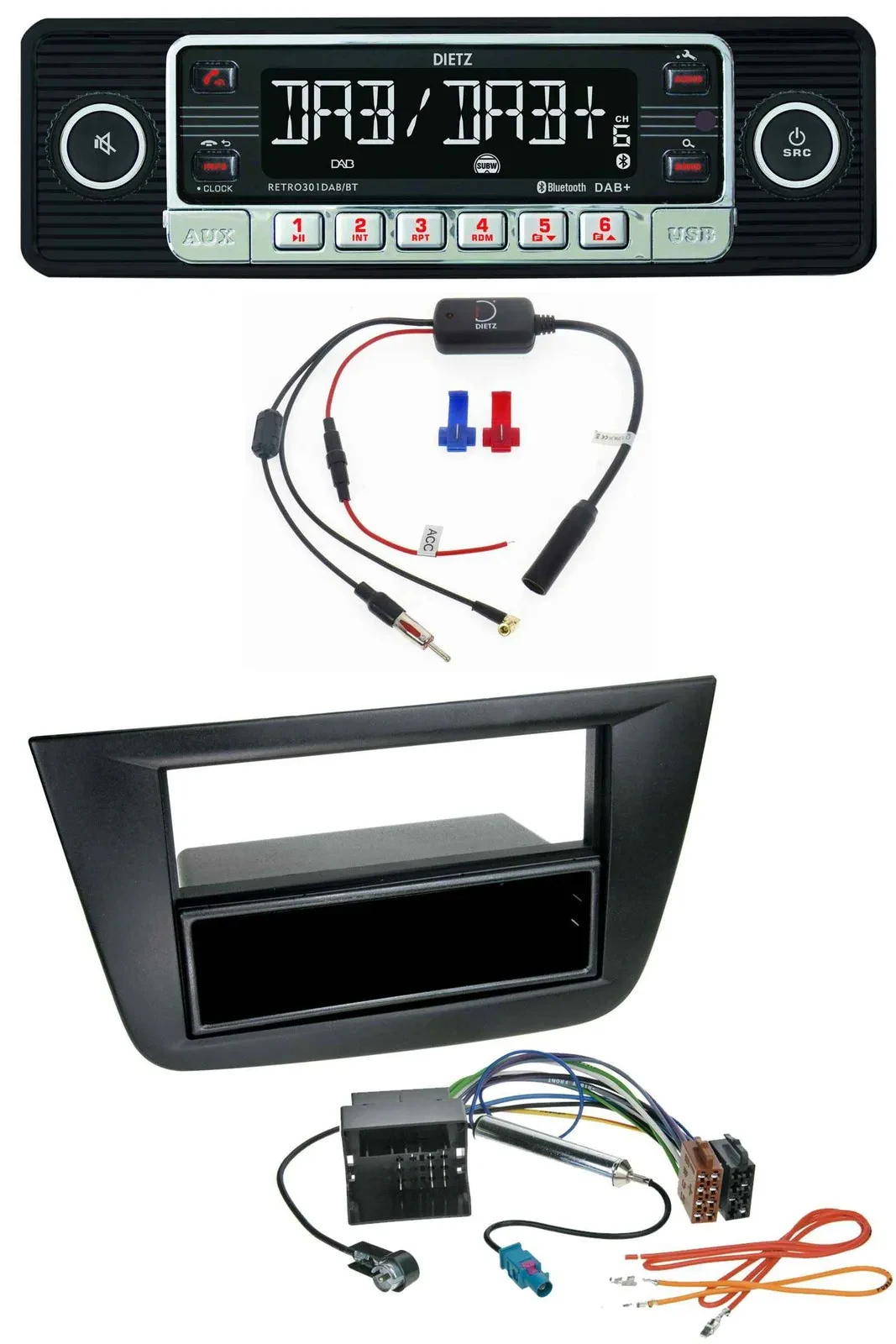 Dietz MP3 DAB Bluetooth USB Autoradio für Seat Toledo Altea ab 05 schwarz