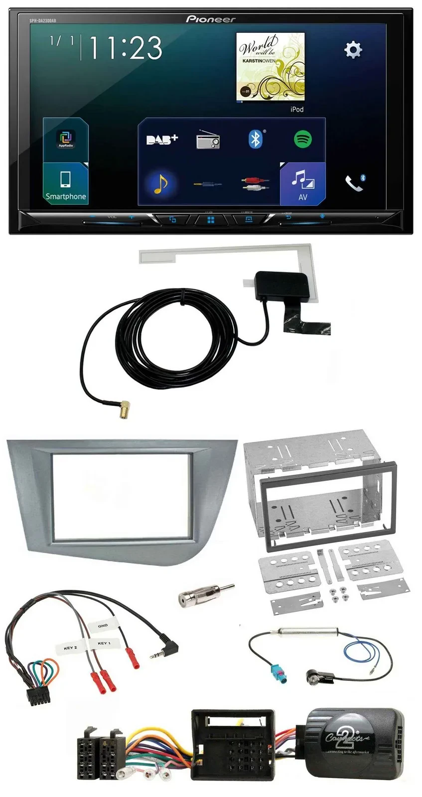 Pioneer 2DIN DAB USB Lenkrad Bluetooth Autoradio für Seat Leon 2005-2012 silber