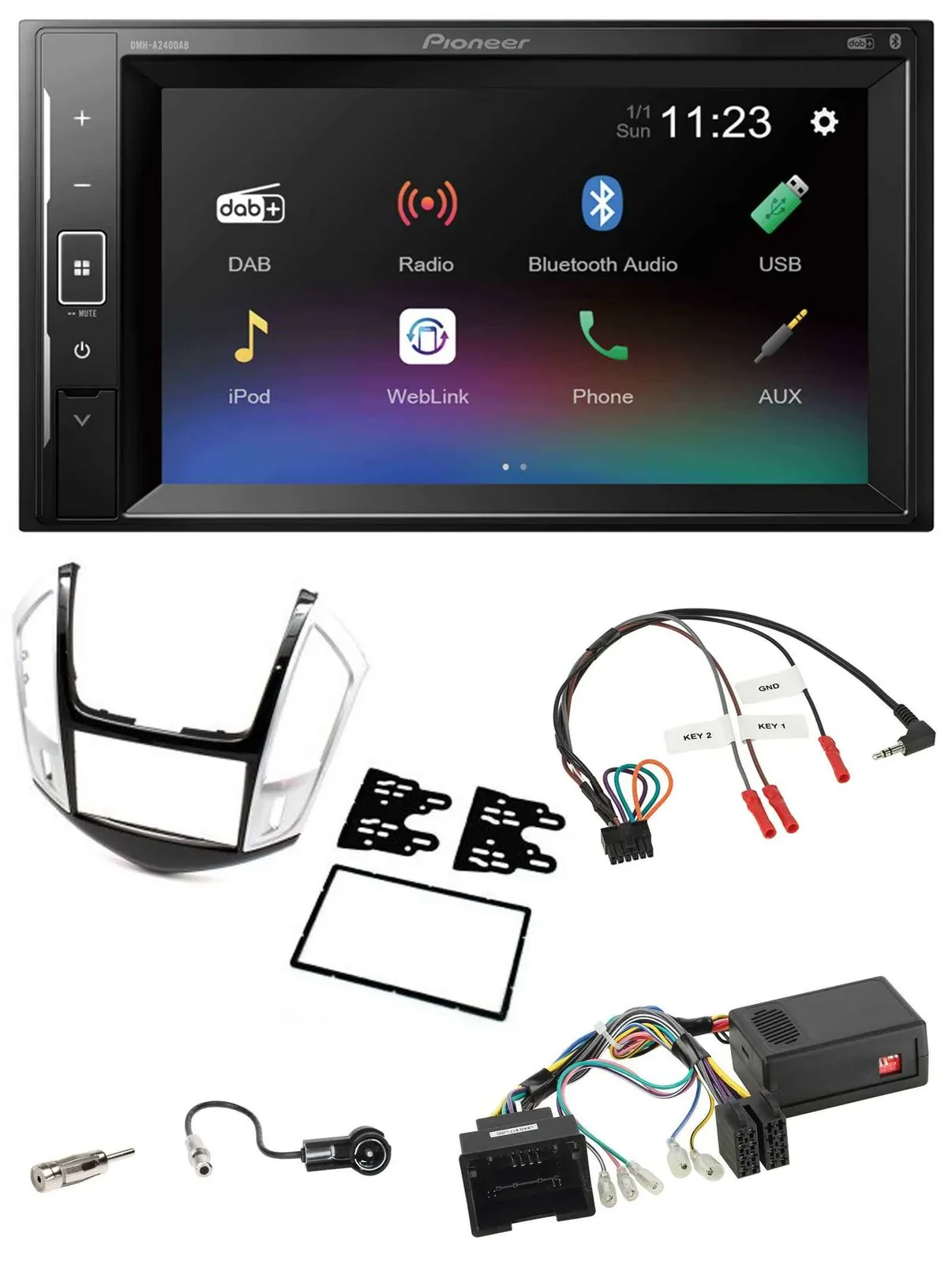 Автомагнитола для Chevrolet Cruze (2011–2016) Pioneer 2DIN, DAB, Bluetooth, USB