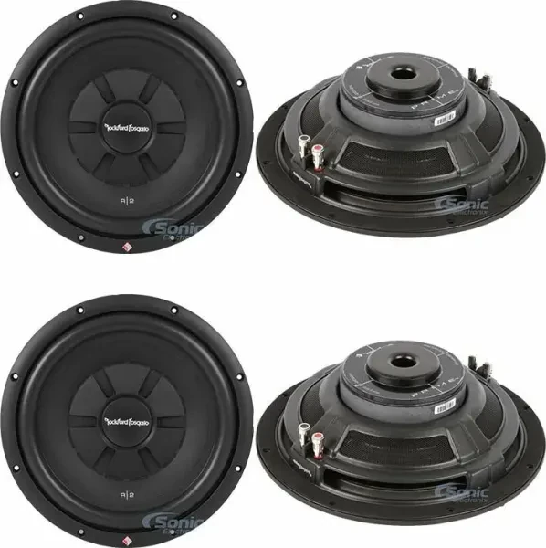 2) Rockford Fosgate R2SD2-12 12" R2 1000W Shallow DVC Car Subwoofers Bundle