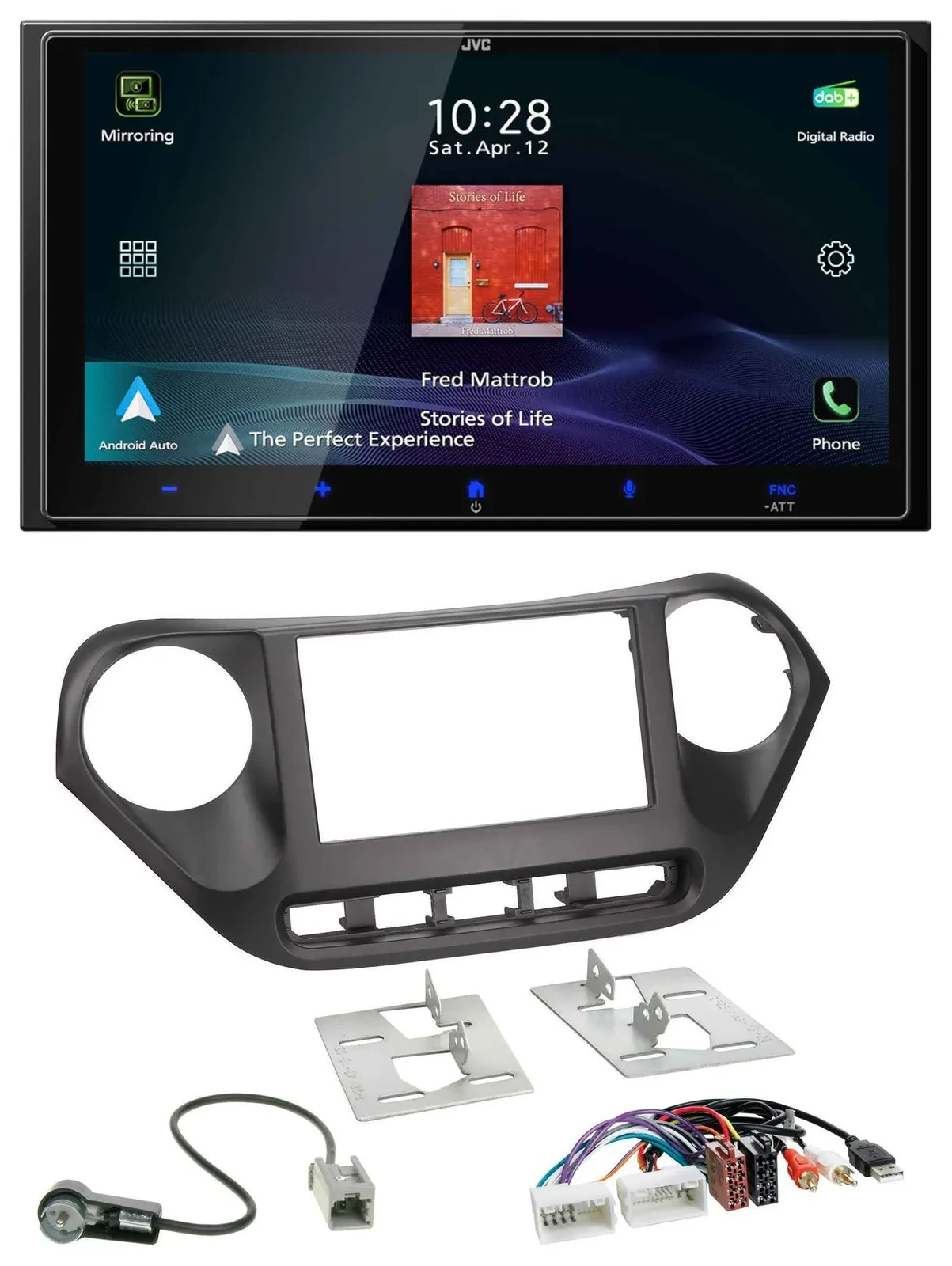 Автомагнитола для Hyundai i10 (с 2013) JVC 2DIN, Bluetooth, DAB, MP3, USB, AUX