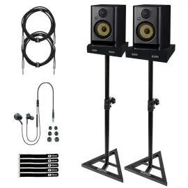 KRK Generation 5 Rokit RP5 G5 5" Powered Studio Monitor Speakers w TRS & Stands