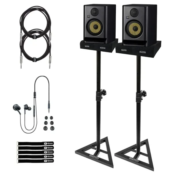 KRK Generation 5 Rokit RP5 G5 5" Powered Studio Monitor Speakers w TRS & Stands