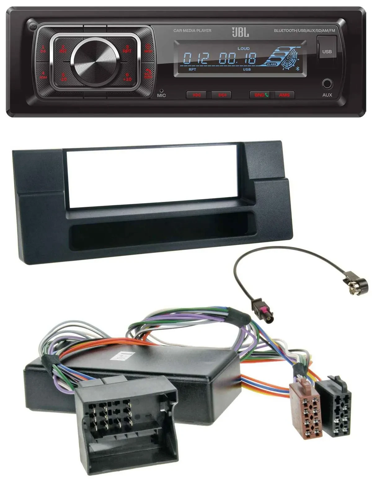 JBL SD AUX MP3 USB Bluetooth Autoradio für BMW X5 E53 5er E39 Ablagefach Quadloc