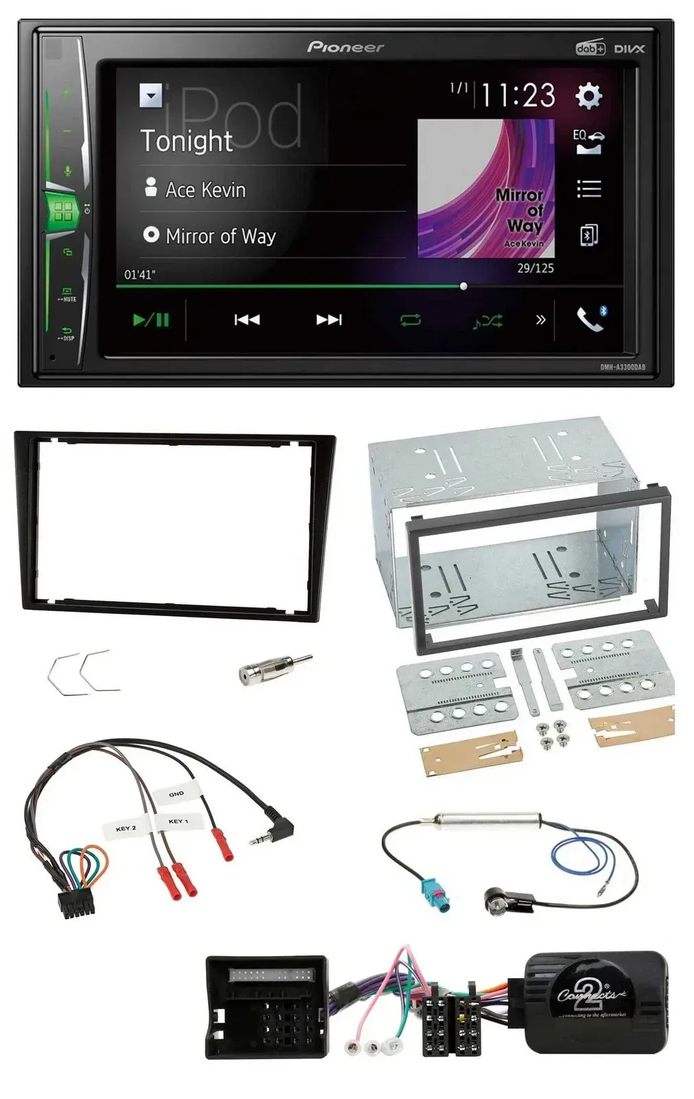 Pioneer 2DIN Lenkrad DAB USB Bluetooth Autoradio für Opel Corsa C schwarz