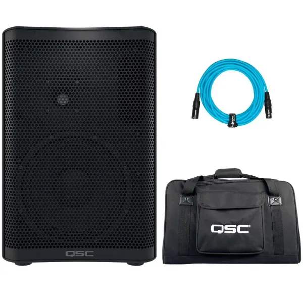 QSC CP8 CP Series Compact 8" Powered DJ PA Speaker Single with Tote Bag Pack