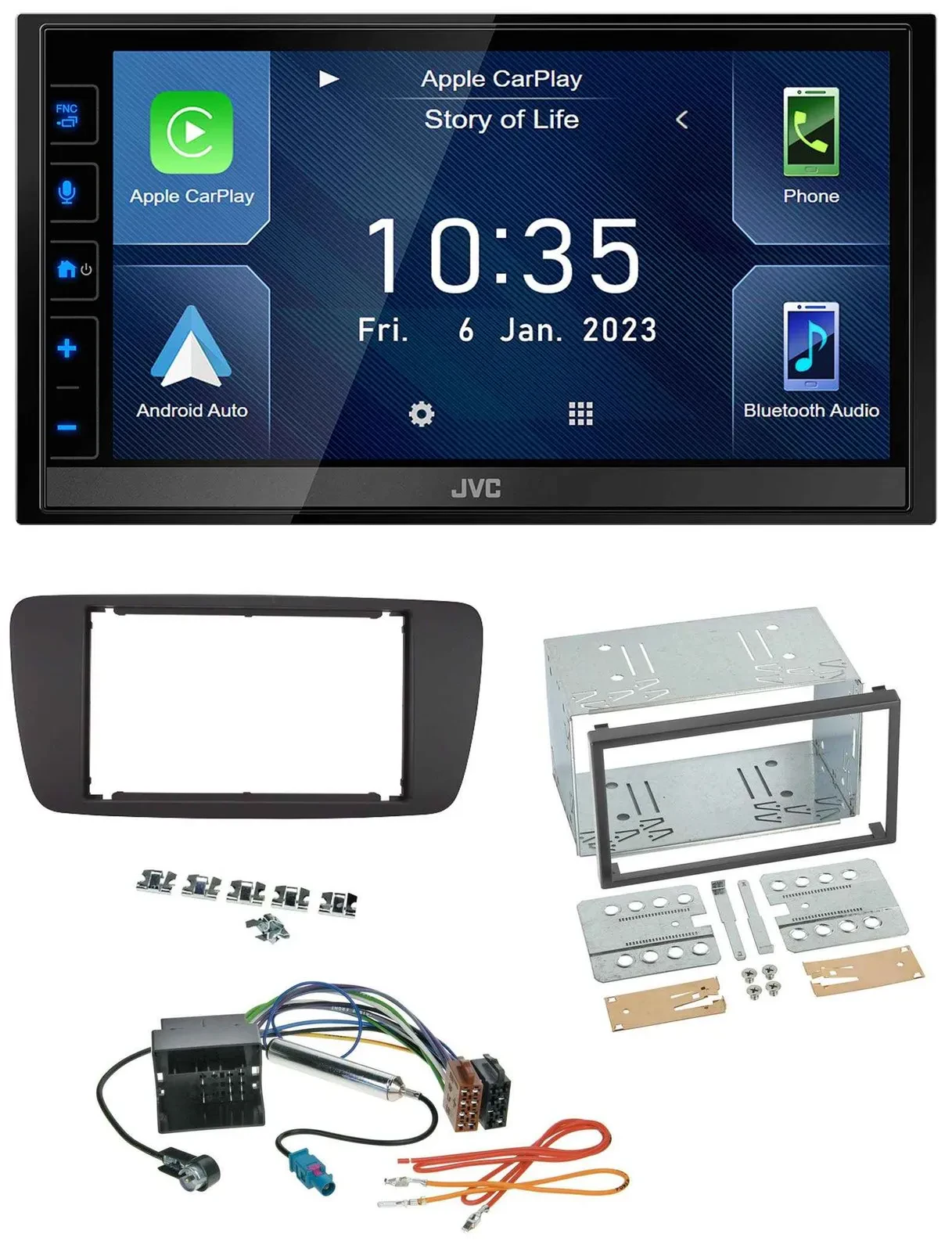 JVC DAB Bluetooth MP3 USB 2DIN Autoradio für Seat Ibiza ab 08 azabacheschwarz