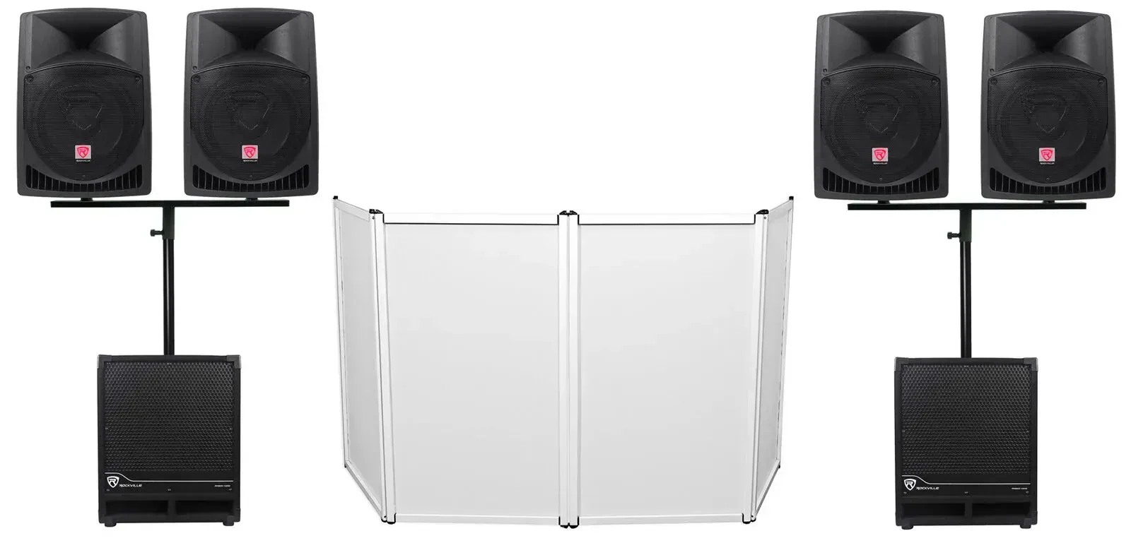 Комплект звукоусиления для DJ Rockville DJ PACK 1 4x 12" активные колонки + 2x 12" активные сабвуферы + фасад