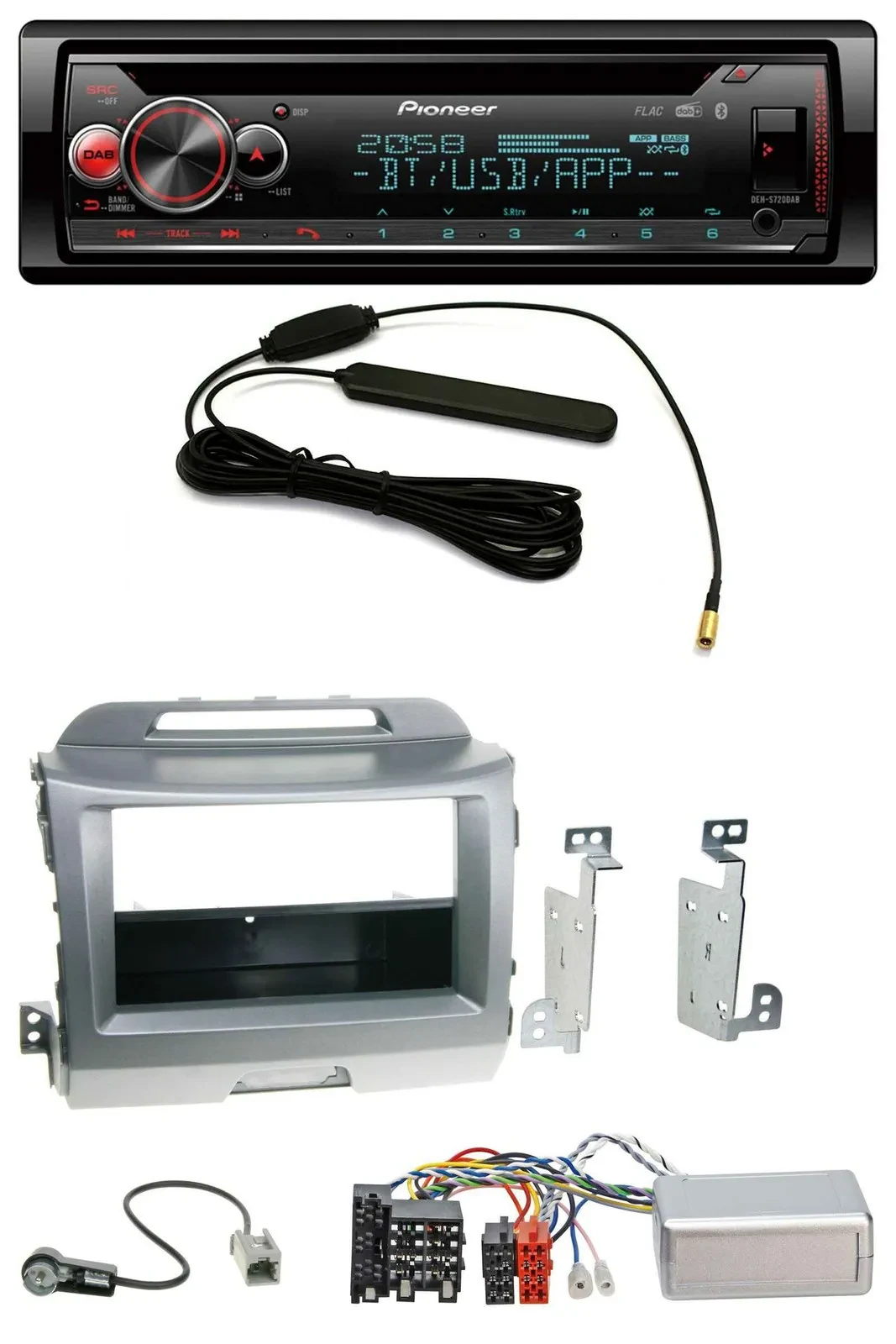 Pioneer USB DAB Lenkrad Bluetooth CD Autoradio für Kia Sportage 3 2010-15 silber