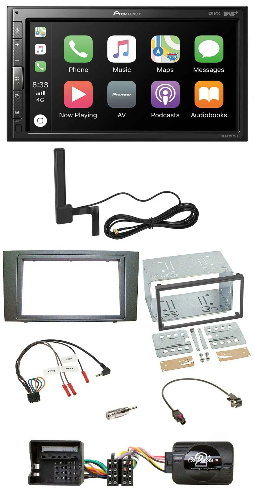 Автомагнитола для Ford Mondeo 2003–2007 Pioneer 2DIN, USB, Bluetooth, DAB, черный