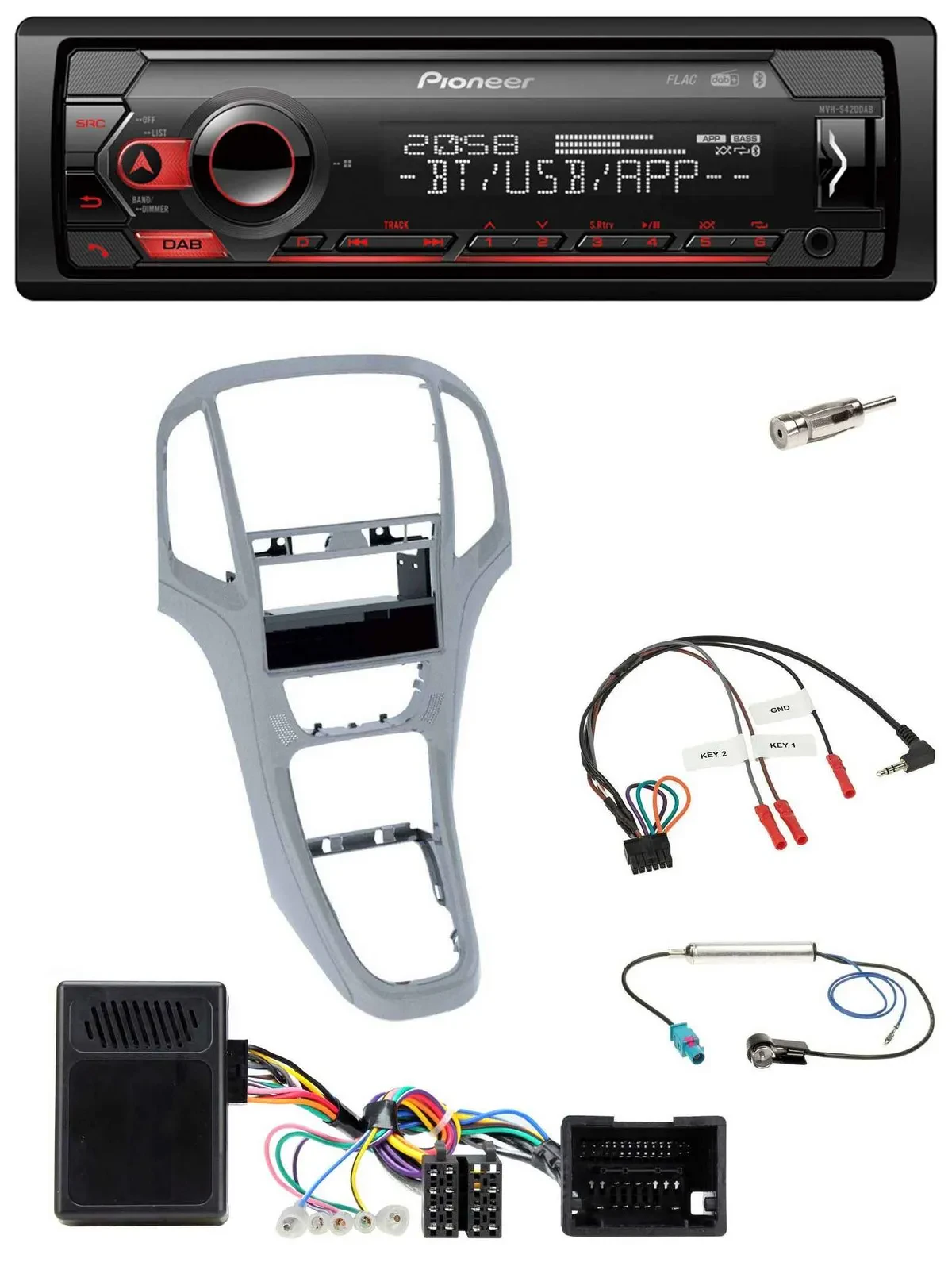 Автомагнитола Pioneer USB, DAB, Bluetooth, для Opel Astra J (2009–2016), управление с руля, платиновый серебристый