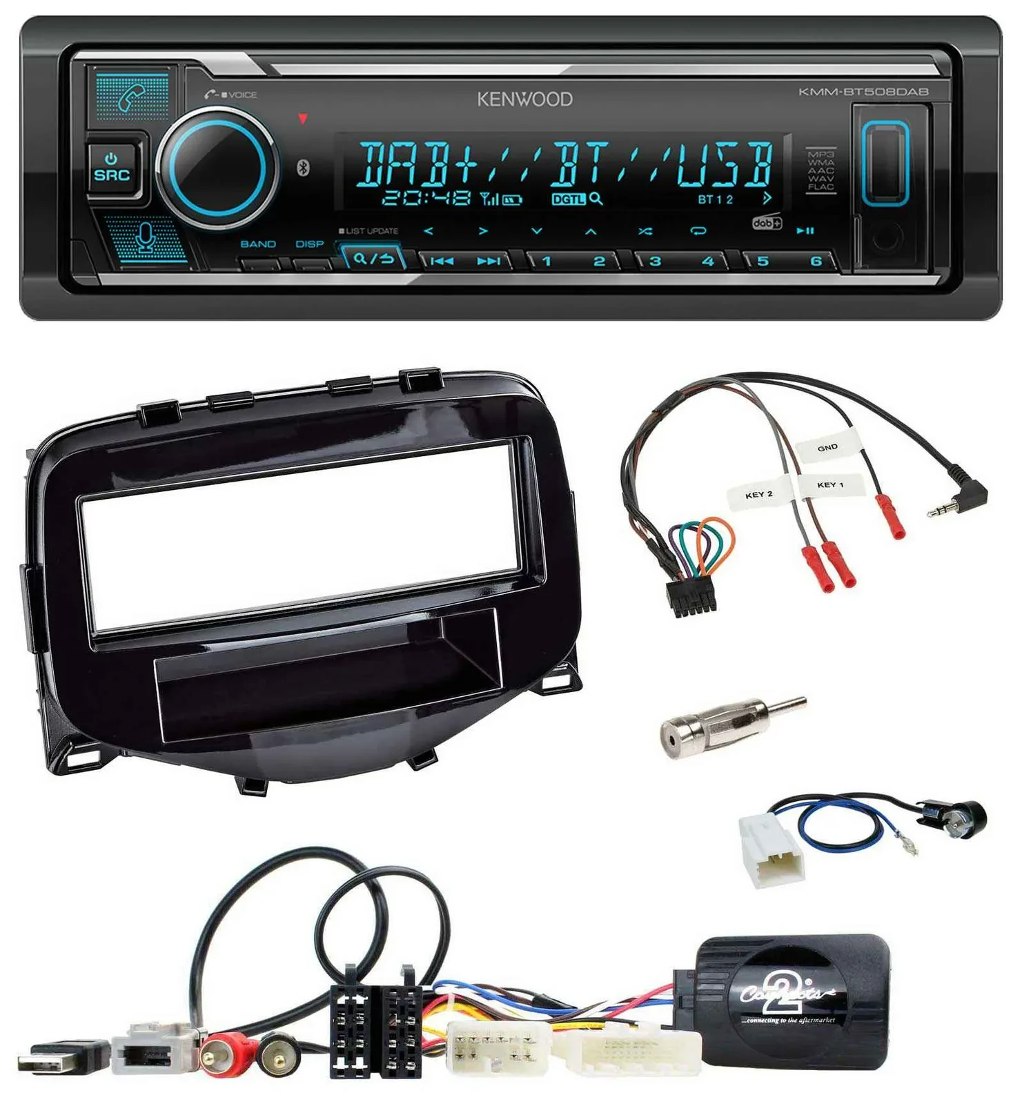 Kenwood Bluetooth Lenkrad DAB USB Autoradio für Toyota Aygo 2014-2021