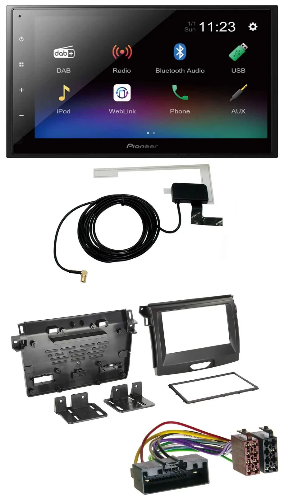 Pioneer DAB MP3 Bluetooth 2DIN USB Autoradio für Ford Ranger 2AB ab 04/2015