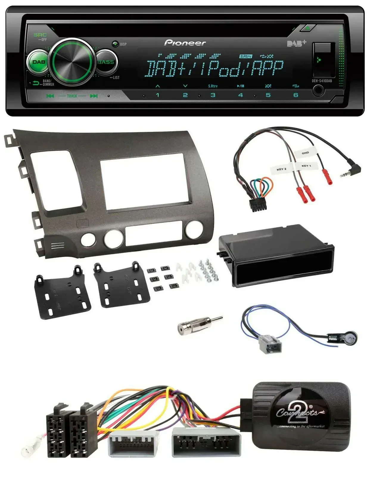 Автомагнитола Pioneer CD/USB, DAB, для Honda Civic Hybrid 2006–2010, антрацит