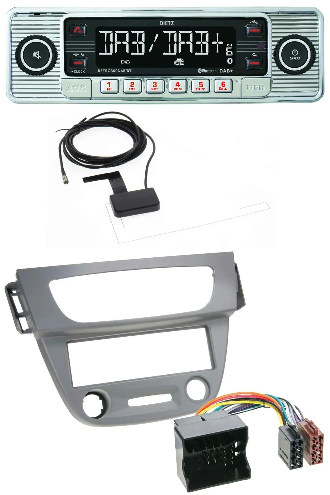 Dietz Bluetooth USB MP3 DAB Autoradio für Renault Megane 3 Quadlock 09-14 grau