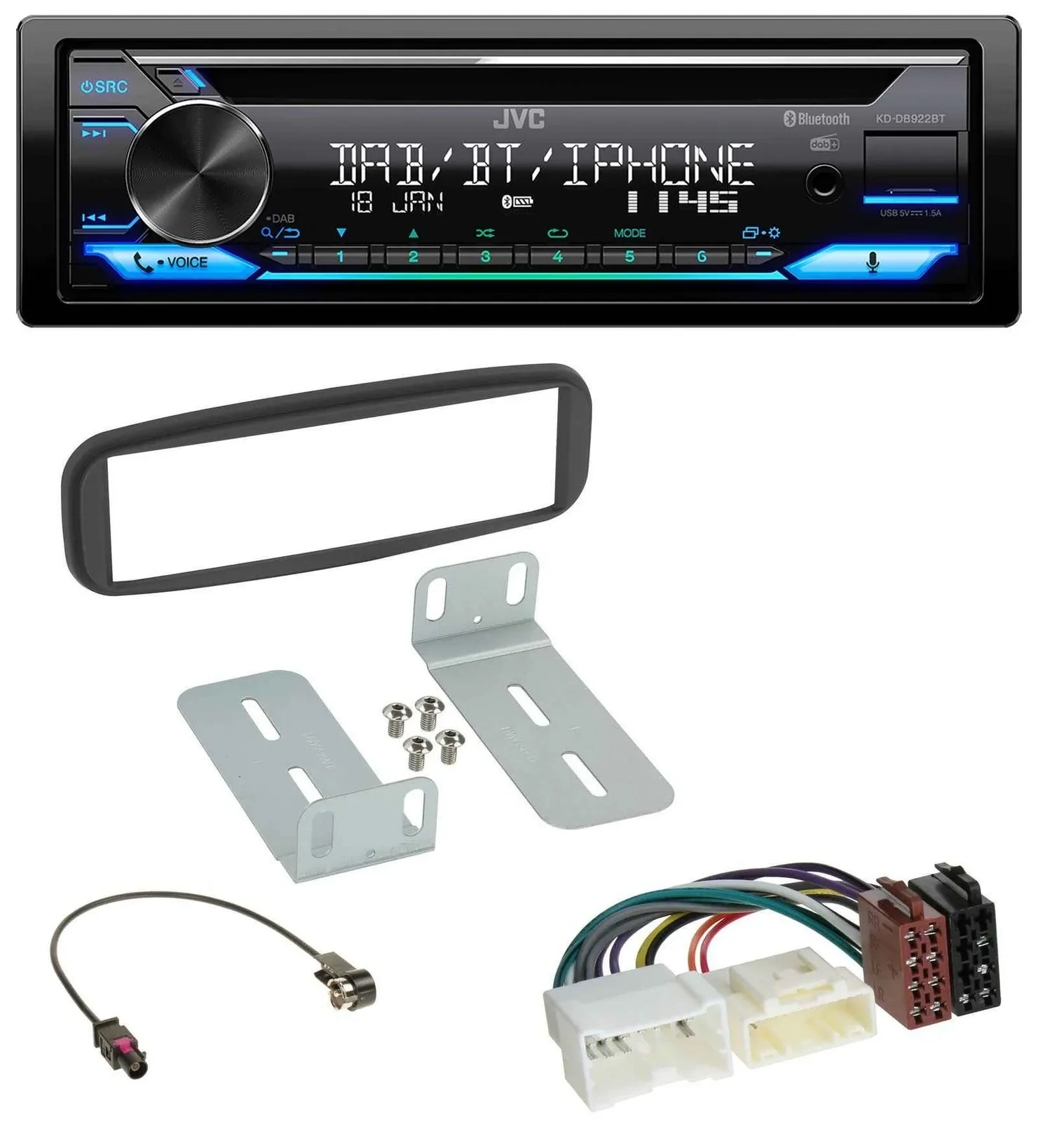 JVC Bluetooth MP3 USB DAB CD Autoradio für Renault Clio (2012-2017)