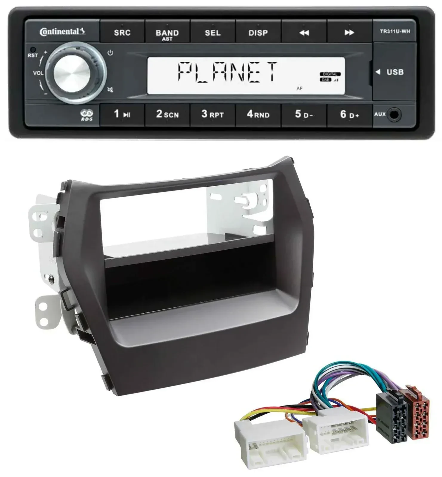 Автомагнитола Continental 1DIN USB MP3 AUX для Hyundai Santa Fe (с 2012)