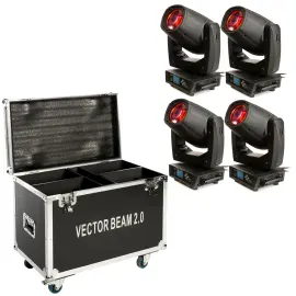 Движущаяся голова lightmaXX VECTOR BEAM 2.0 (набор, 4 шт.) 4x200W LED с туровым кейсом, электронный диммер
