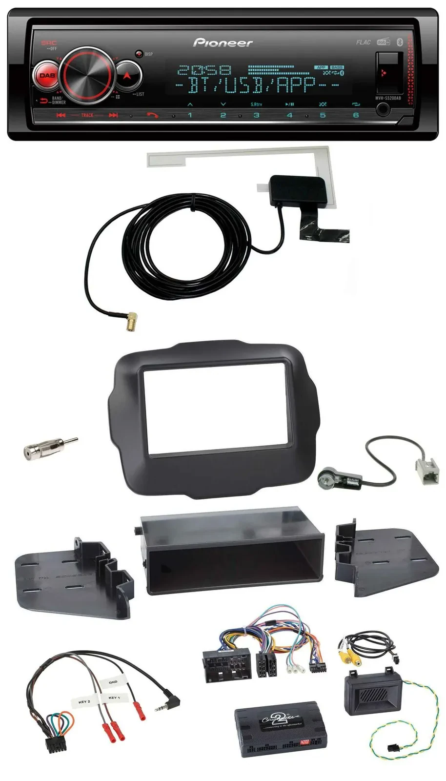 Pioneer Bluetooth DAB USB Lenkrad Autoradio für Jeep Renegade ab 2015