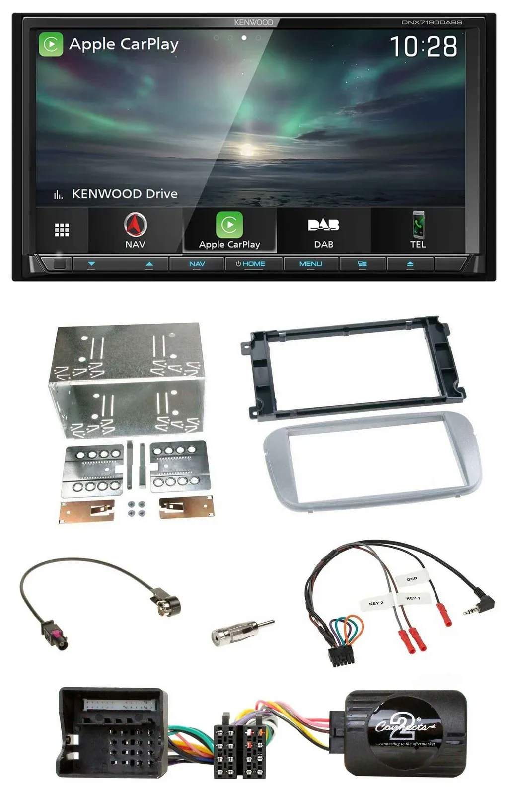 Kenwood Bluetooth USB 2DIN Lenkrad TMC DAB Navigation für Ford Mondeo S-Max 07-1