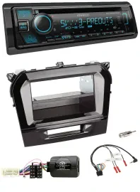 Kenwood Bluetooth USB CD Lenkrad DAB Autoradio für Suzuki Vitara ab 2015 piano s