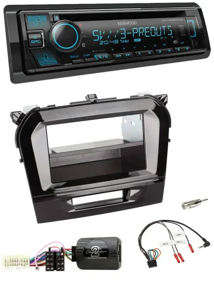 Kenwood Bluetooth USB CD Lenkrad DAB Autoradio für Suzuki Vitara ab 2015 piano s