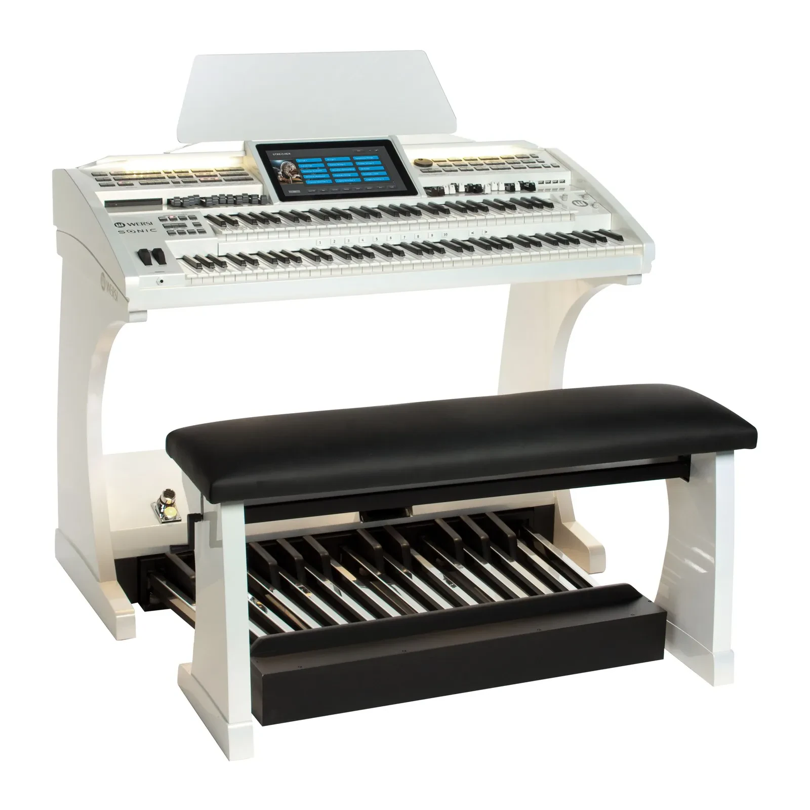 OAX700 Elektronische Orgel, Perlmutt Weiß, 61/76 Tasten, 25-Tastenpedal, 13.3''